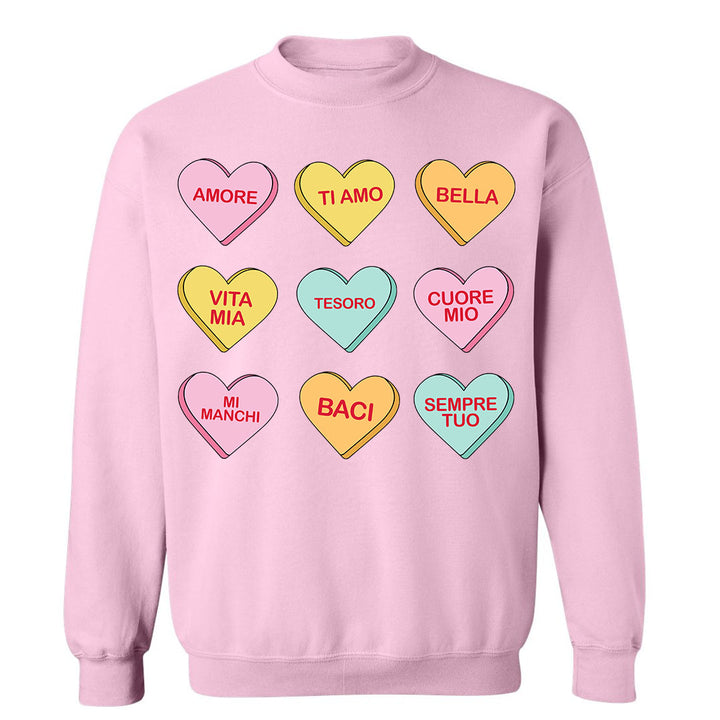 Italian Candy Hearts Crewneck