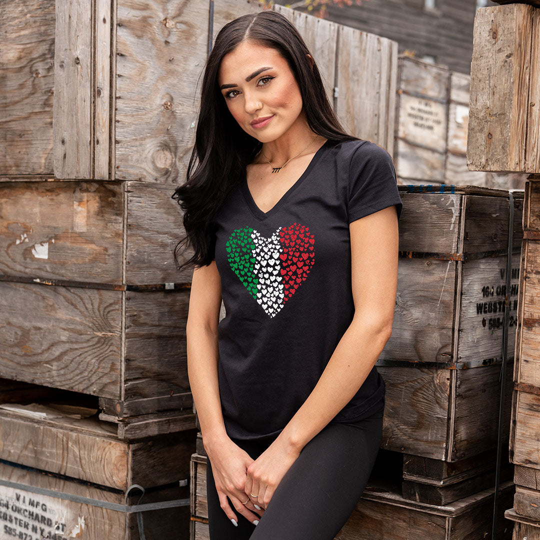 Italian Heart Womens V-Neck Tee