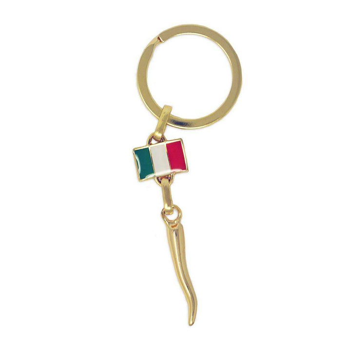 Flag & Horn Keychain Gold