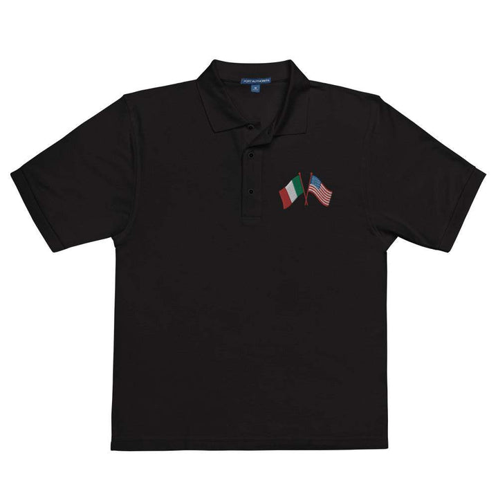 Italian American Cross Flag Embroidered Polo