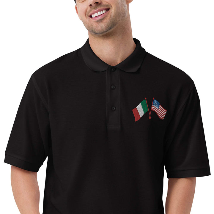 Italian American Cross Flag Embroidered Polo