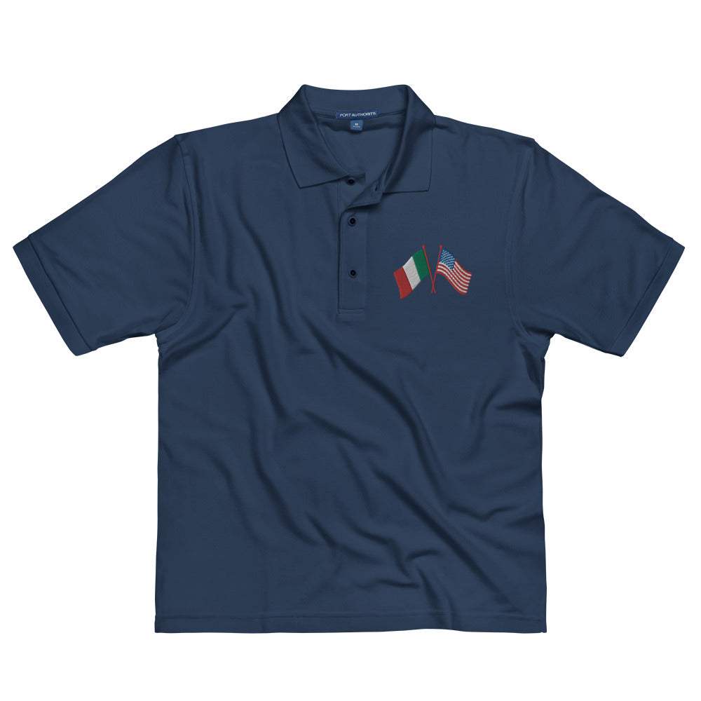 Italian American Cross Flag Embroidered Polo